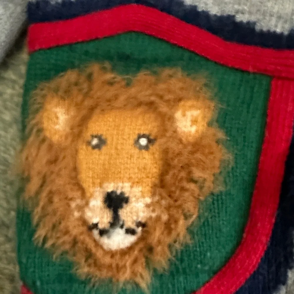 Mini Boden Gray Sweater with Red and Blue Knight Design